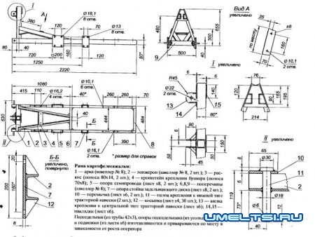 Самодельная прицепная картофелесажалка для мини-трактора