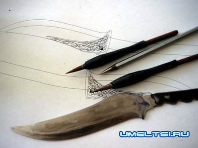 Травление металла: рисунок на лезвии ножа Травление металла: рисунок на лезвии ножа