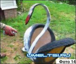 Как сделать лебедя из покрышки