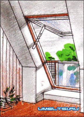 Окно-балкон в мансарде