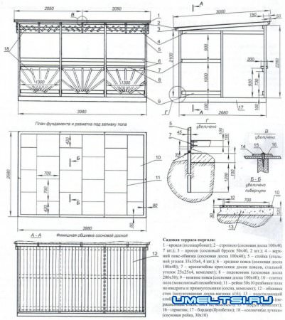 Садовая терраса-пергола