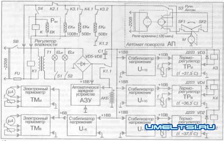 Принципиальная электрическая схема инкубатора