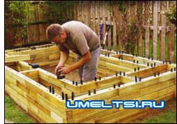 Декоративный пруд из бруса Декоративный пруд из бруса