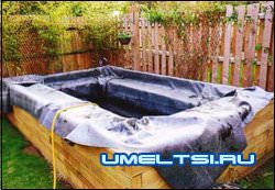 Декоративный пруд из бруса Декоративный пруд из бруса