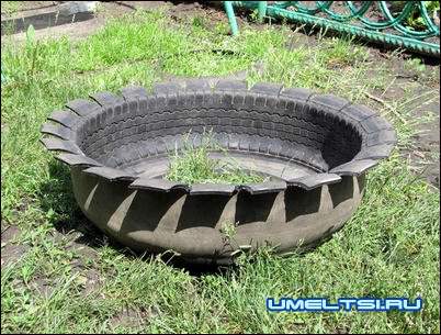 клумба из покрышки