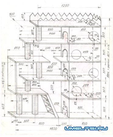 Кошачий игровой комплекс своими руками чертеж