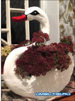 готовый вазон-лебедь готовый вазон-лебедь
