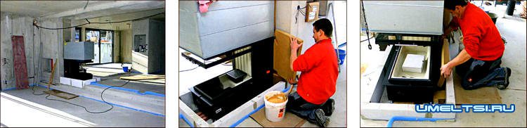 Двухсторонний камин ход работ