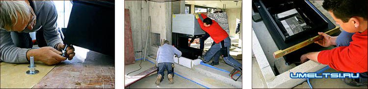 Двухсторонний камин ход работ