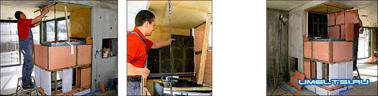 Двухсторонний камин ход работ