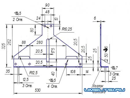 чертеж профильного трубогиба