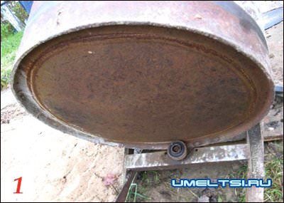 Самодельная бетономешалка из бочки Самодельная бетономешалка из бочки