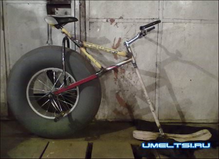 снегоход из велосипеда снегоход из велосипеда