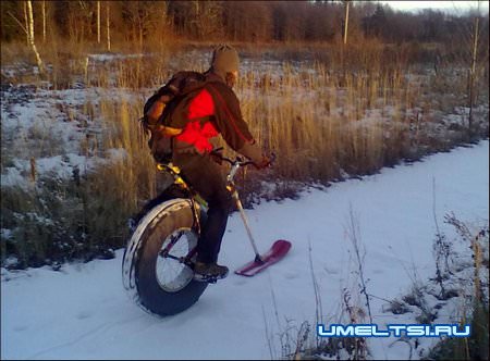 снегоход из велосипеда снегоход из велосипеда