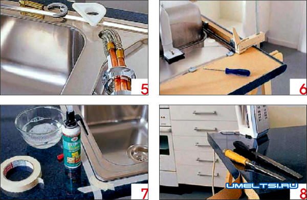 Установка мойки в столешницу Установка мойки в столешницу