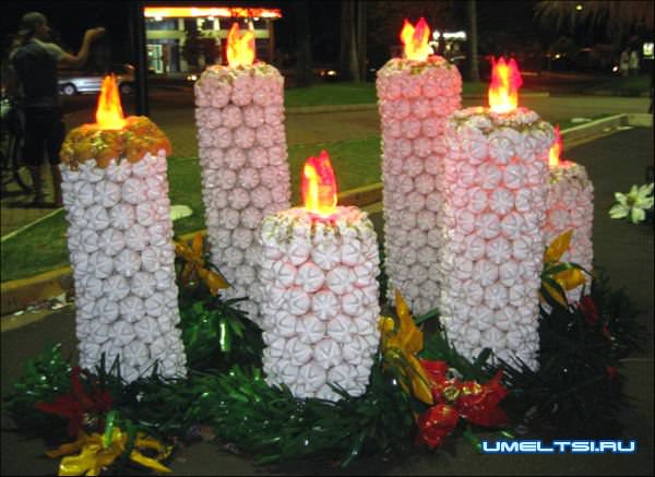 Cветильники для сада из пластиковых бутылок