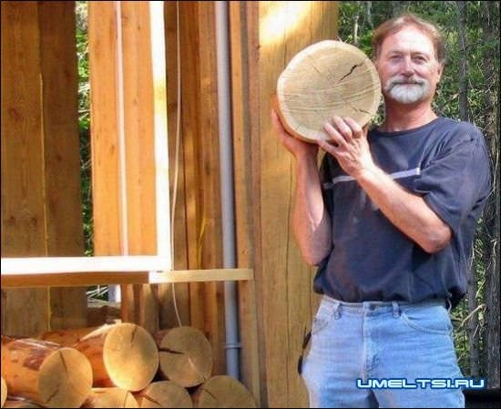 Пол из спилов дерева