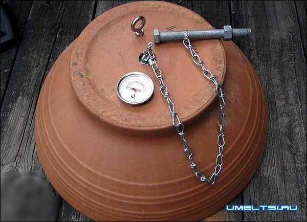 Самодельная коптильня из глиняных горшков и электроплиты Самодельная коптильня из глиняных горшков и электроплиты