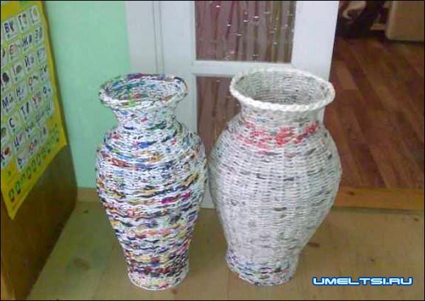 Плетение из трубочек:вазы