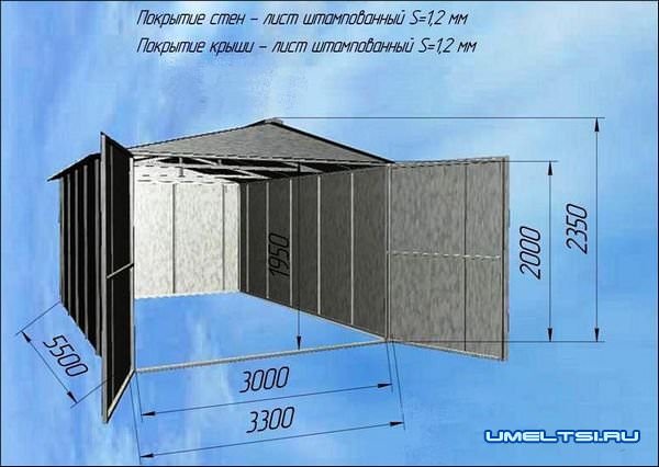 Чертеж гаража из профнастила Чертеж гаража из профнастила