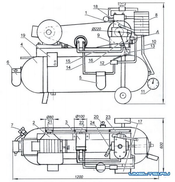 компрессор из насоса ЗИЛ 130 компрессор из насоса ЗИЛ 130