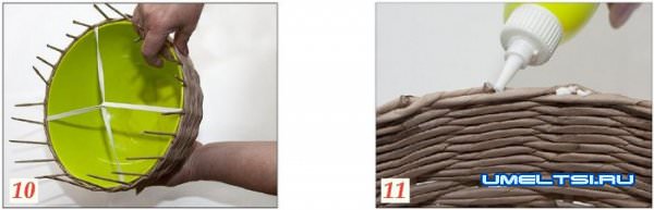 Хлебница из газетных трубочек