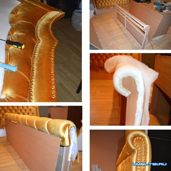 Кровать с мягким изголовьем: фото