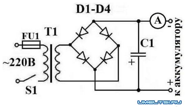 схема простого зарядного устройства схема простого зарядного устройства