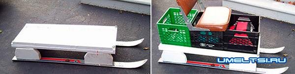 Сани для зимней рыбалки из лыж