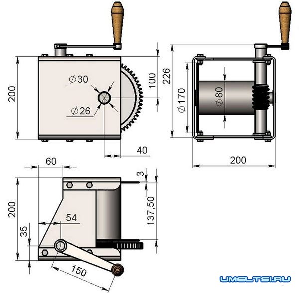 Ручная барабанная лебедка своими руками: чертеж Ручная барабанная лебедка своими руками: чертеж