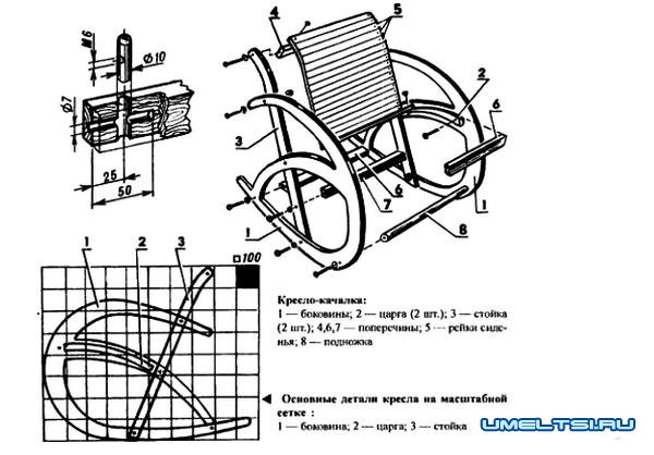 Чертежи самодельного кресла-качалки