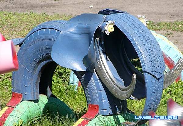 Слон из шин Слон из шин