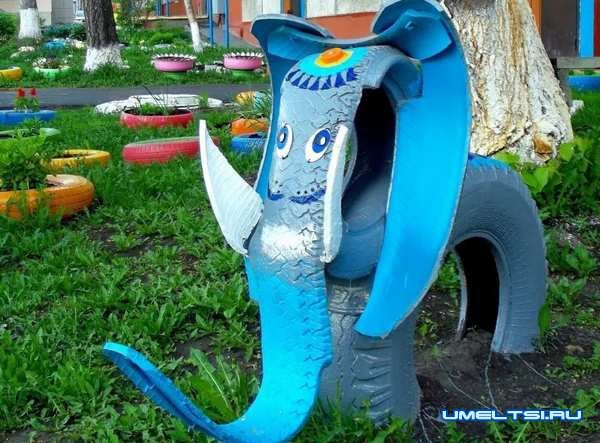 Слон из шин Слон из шин