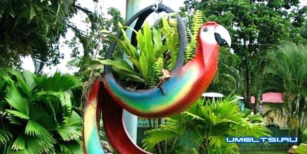 попугай из шин попугай из шин