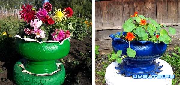 Клумба из шин Клумба из шин