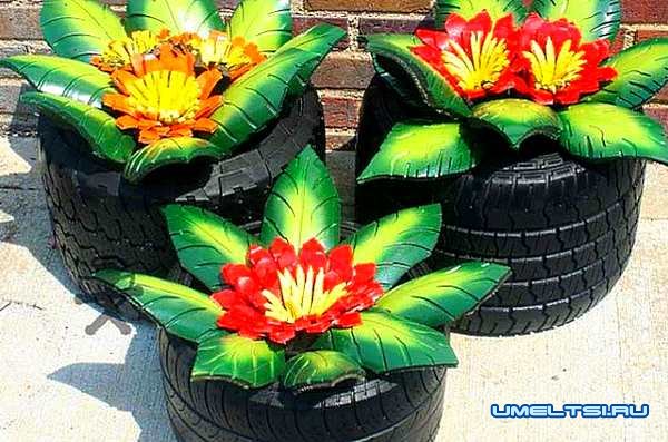 Клумба из шин Клумба из шин
