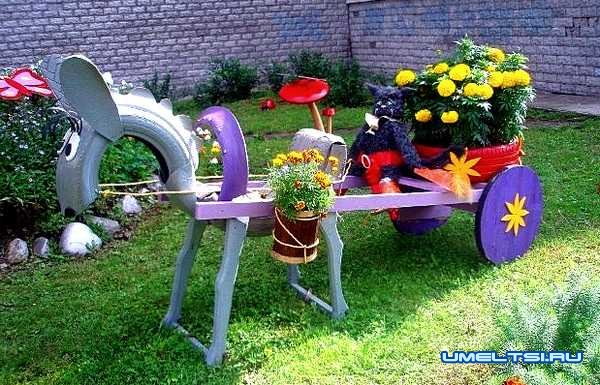 Ослик из шин Ослик из шин