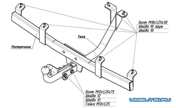 Фаркоп на автомобиль «Нива» Шевроле Фаркоп на автомобиль «Нива» Шевроле