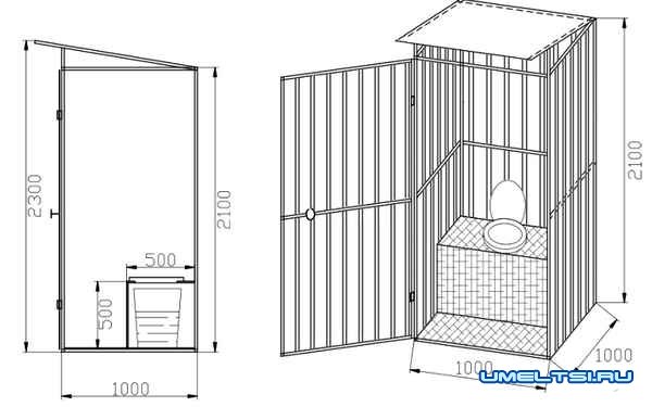 Туалет из профнастила: чертеж Туалет из профнастила: чертеж