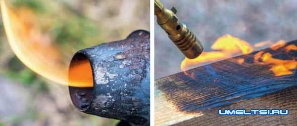 Обработка древесины открытым пламенем Обработка древесины открытым пламенем