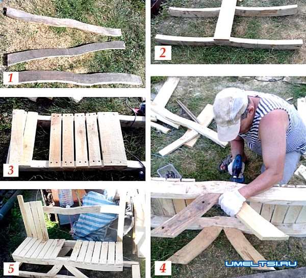 Изготовление садовой лавочки из дерева
