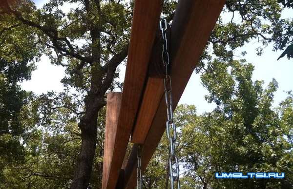 Строительство детского домика с качелями Строительство детского домика с качелями