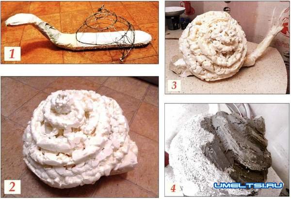 Поделки из гипса и монтажной пены для дачи