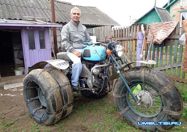 Самодельный снегоболотоход на базе мотоцикла Самодельный снегоболотоход на базе мотоцикла