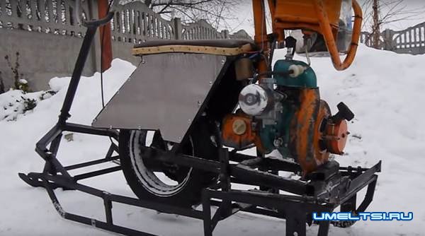Снегоход из подручных средств своими руками