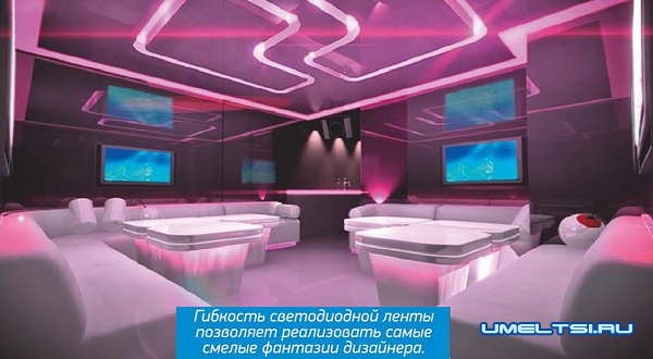 светодиодная подсветку потолка