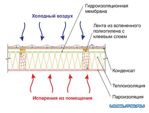 Защита утеплителя от проникновения Защита утеплителя от проникновения