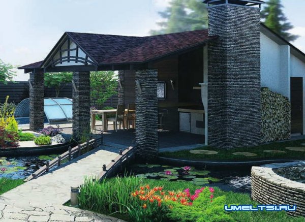 удачные проекты беседок с барбекю