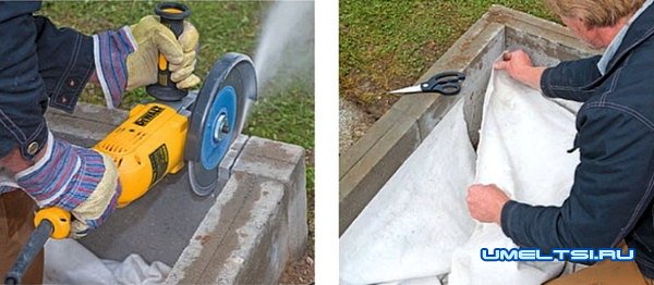 Садовый пруд из бордюрных камней Садовый пруд из бордюрных камней