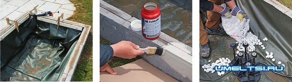 Садовый пруд из бордюрных камней Садовый пруд из бордюрных камней